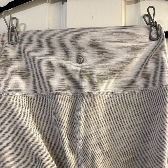 Grey and White Striped Lululemon Leggings - Picture 1 of 4